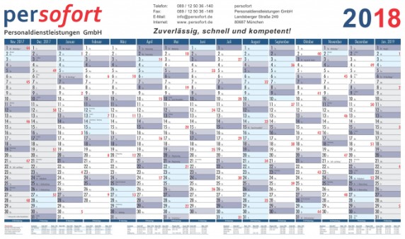 Kalender mit bayerischen Ferienterminen